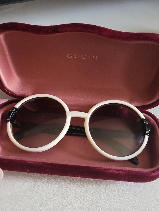 Gucci Accessories - Gucci Round Sunglasses, Cream & Black, Made In Japan